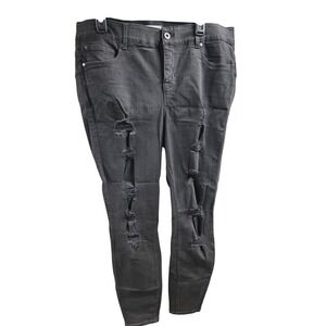 Womens Black‎ Distressed Ripped Skinny Jeans Size 16